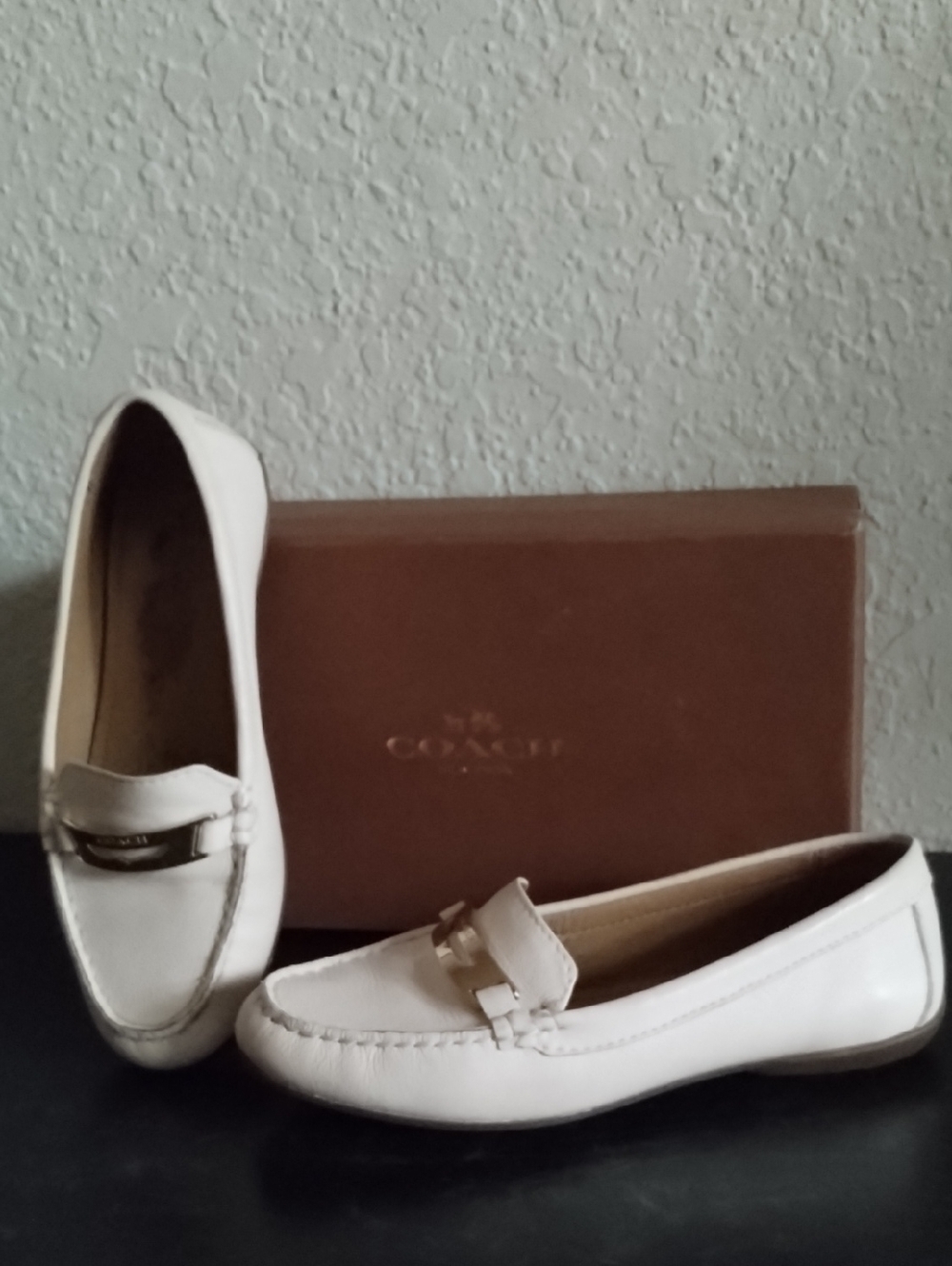 Coach Women's Olympia Peb Grain Leather Slip On Casual Shoes Sz 5 Ladies Loafers